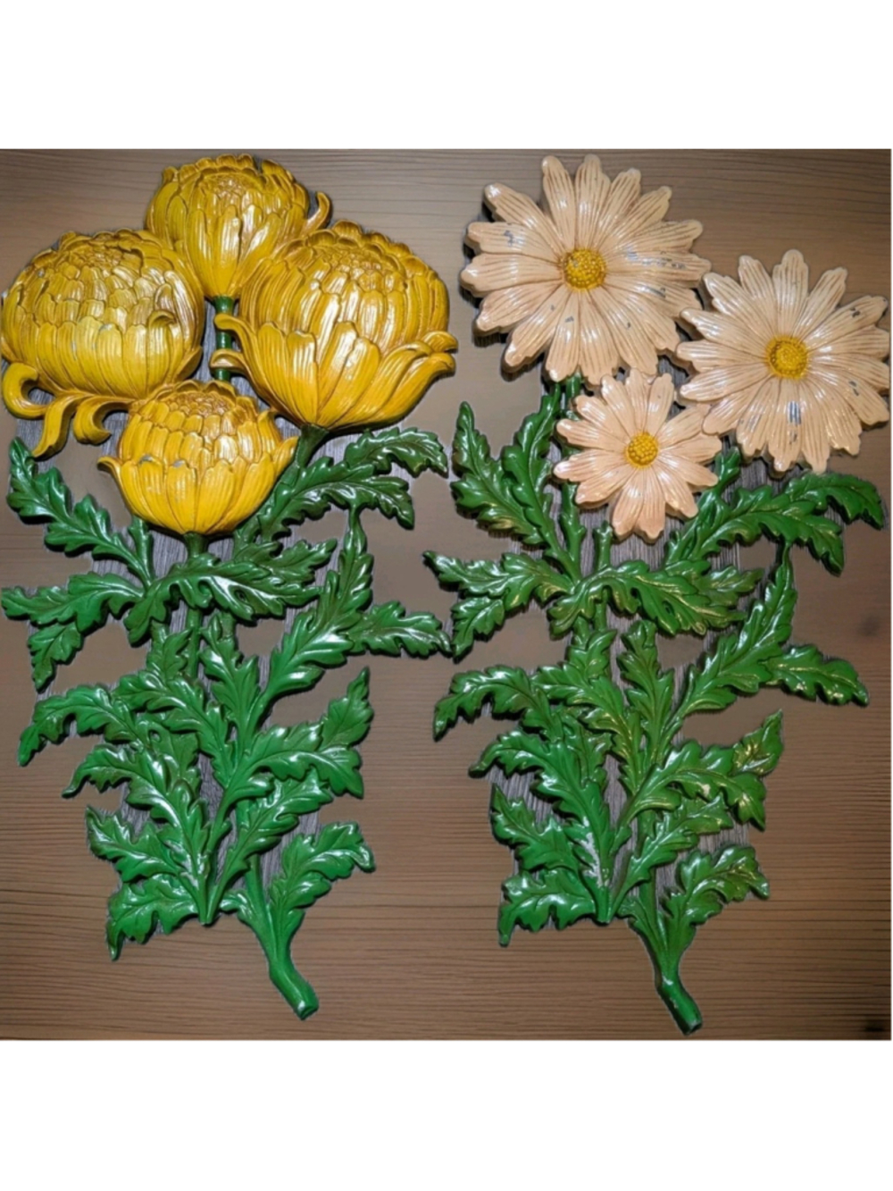 Vintage 1975 Sexton USA Cast Aluminum Flowers Daisy Wall Decor Art Metal